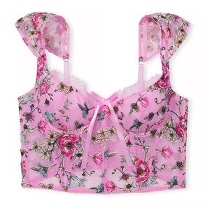 Victorias Secret Dream Angels pink floral coquette corset bra top